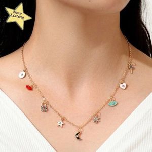 Choker/Pendant Moon Star Heart Lock Key Evil Eye